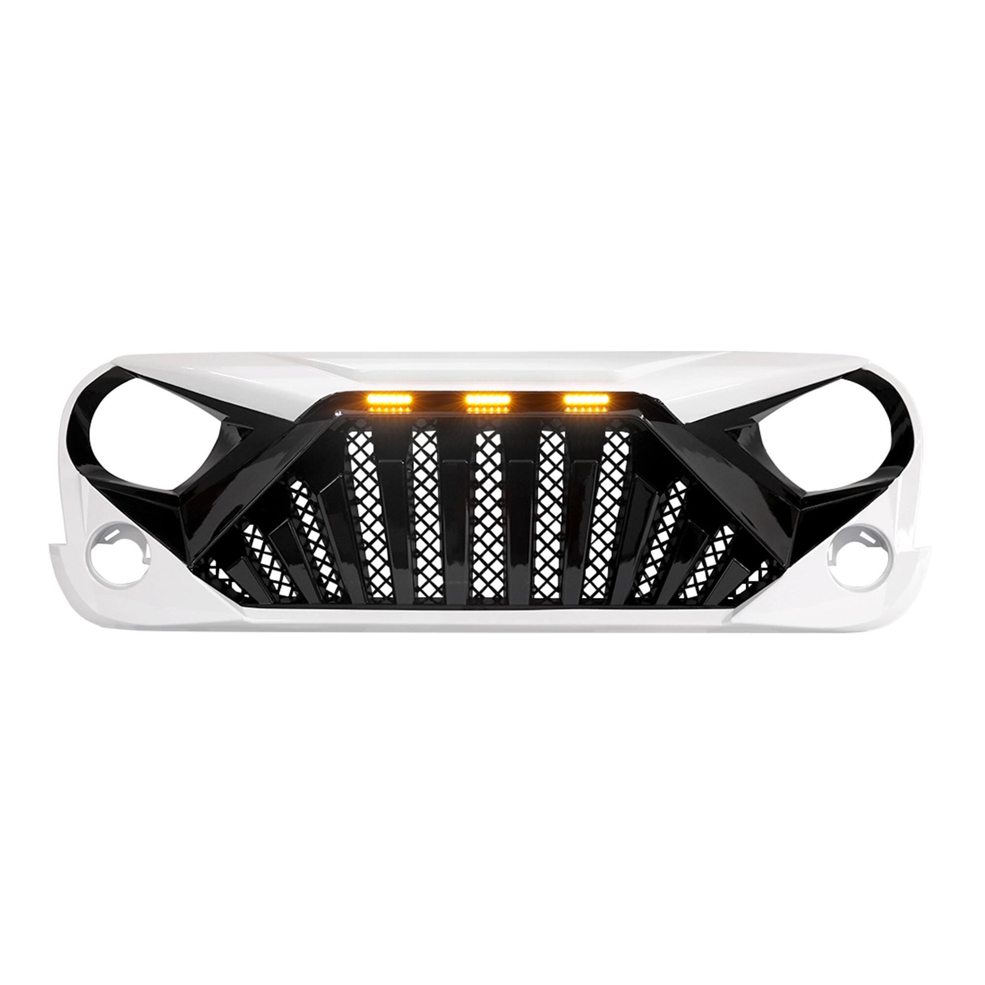 Alt View 7. AMERICAN MODIFIED - American Modified Goliath Grille Compatible with 2007-2018 Jeep Wrangler JK - White Black.
