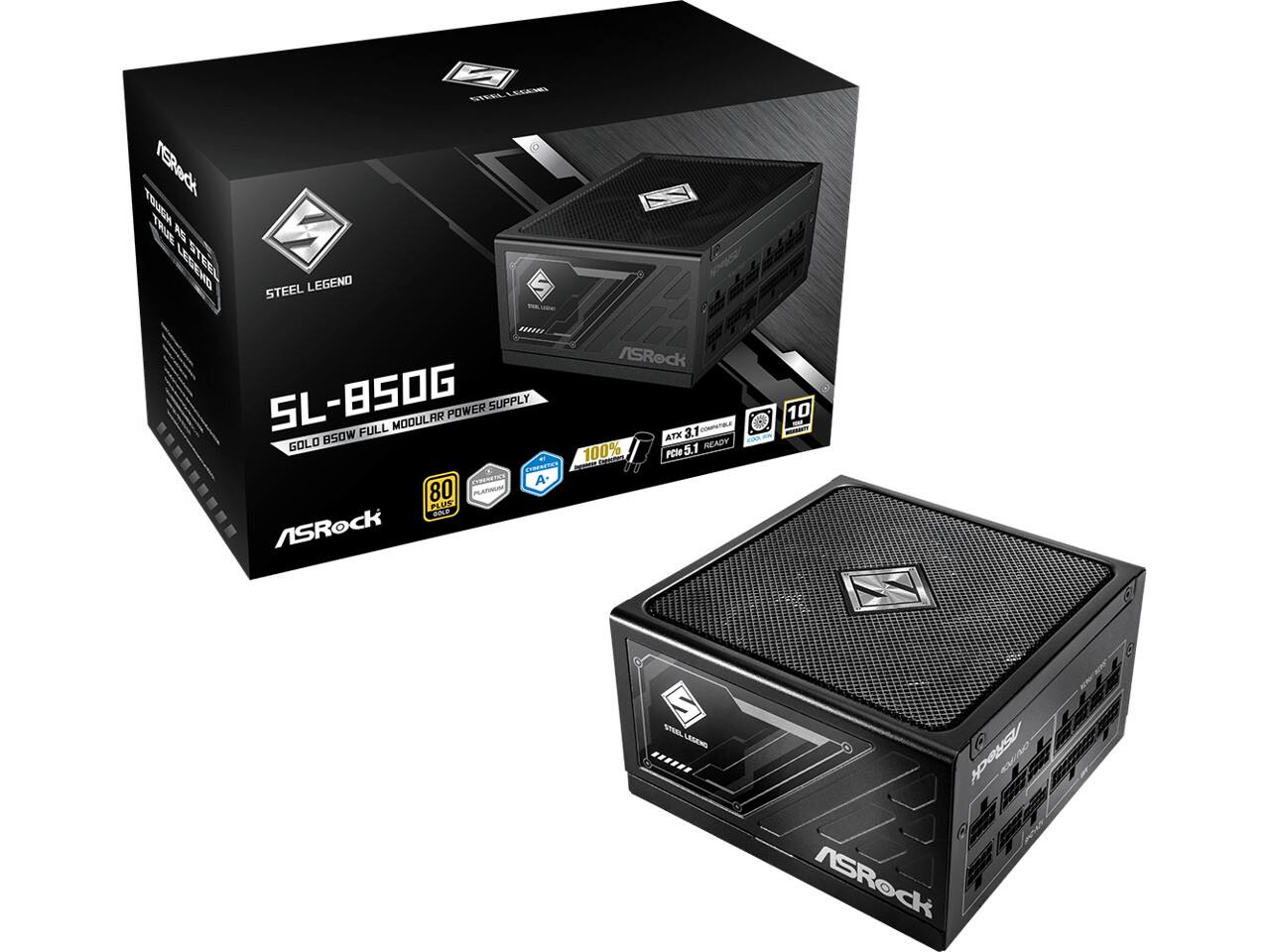 ASRock SL-BSOG FULL MODULAR POWER SUPPLY 3.1 compatible 850W ATX GOLD 5.1 READY 100% POS ETREMETIO - T A. 80 PLATINUM PLUS ASRock