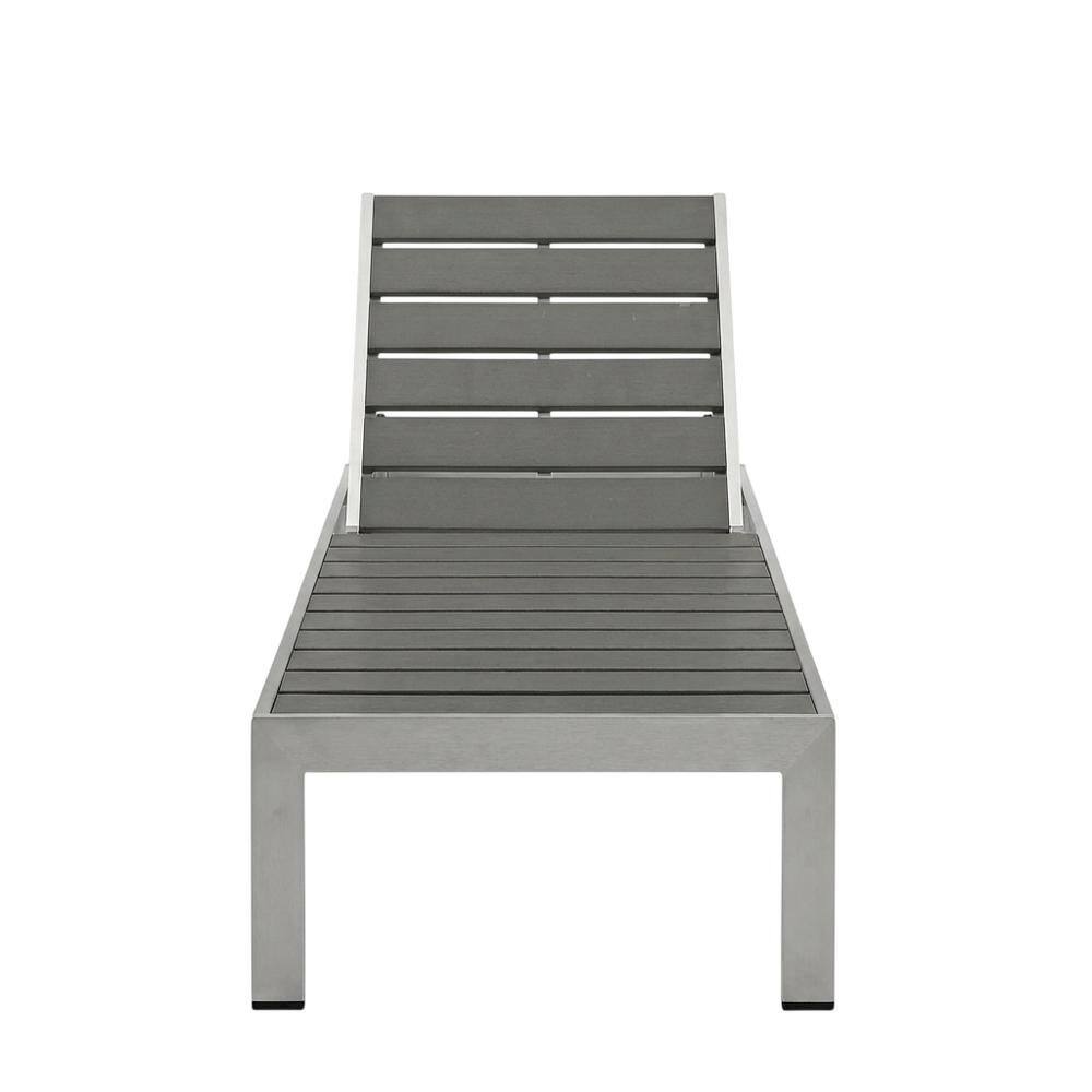Back. Outdoor Escape - Aluminum Outdoor Lounge Chair With Adjustable Backrest And Cushioned Seat - Gray.