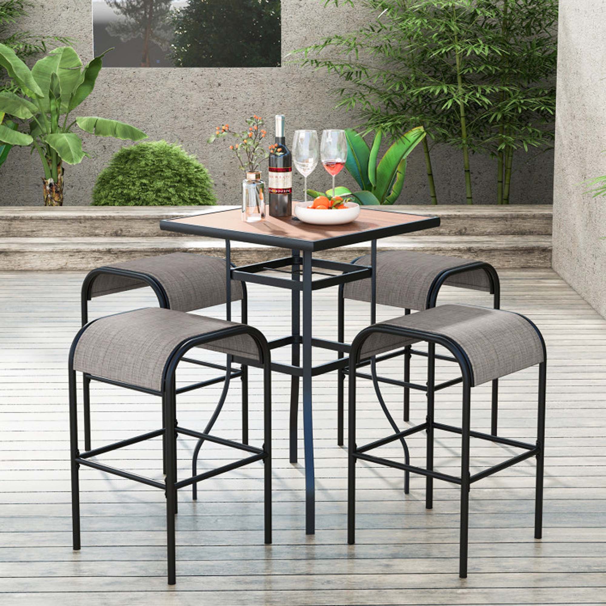 Alt View 5. Boyel Living - Black Patio Metal Set of 2 Bar Stools - Brown.