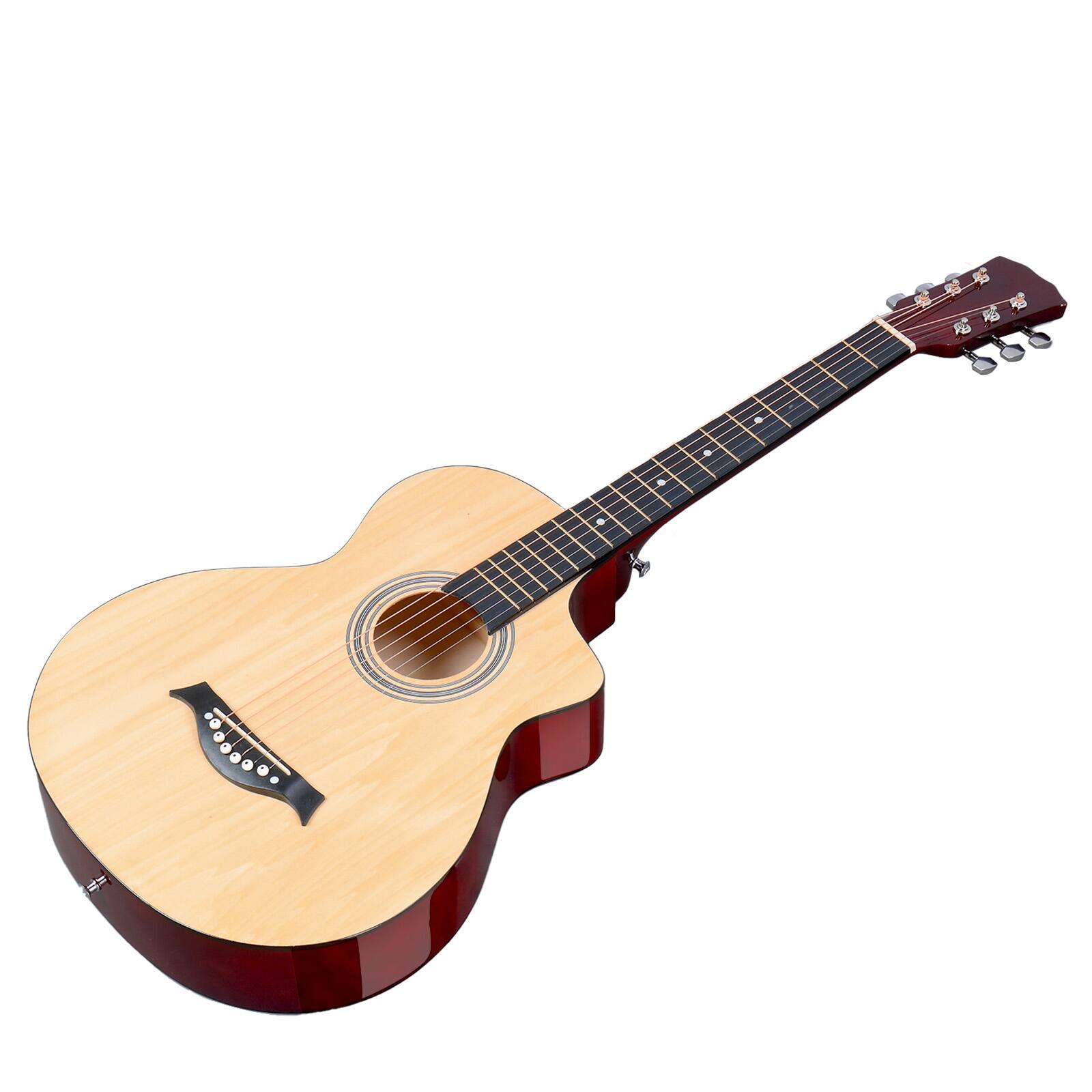 Angle. Winado - 41 Inch Acoustic Guitar with Gig Bag for Beginner,4/4 Full Steel Guitars Kit with Extra Strings, Strap, Picks, Capo.