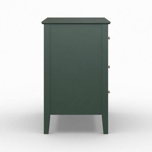 Alt View 5. LUCKY ONE - 32" Assembled Wide Fluted Nightstand 3-Drawer Gold Knobs - Green.