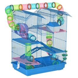 Pawhut - 18.5" 5 Tier Hamster Cage with Tubes and Tunnels, Small Animal Cage, Water Bottle, Food Dish, Exercise Wheel