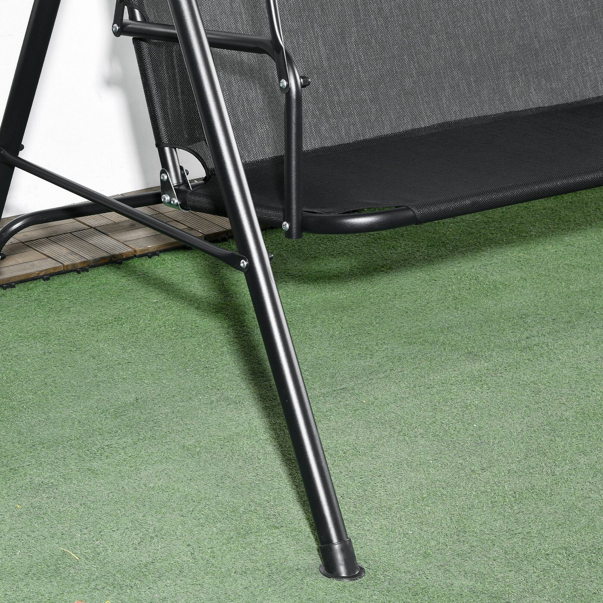 Alt View 5. Outsunny - Outsunny 3-Seat Outdoor Patio Swing Chair with Removable Cushion Steel Frame Stand and Adjustable Tilt Canopy for Patio.