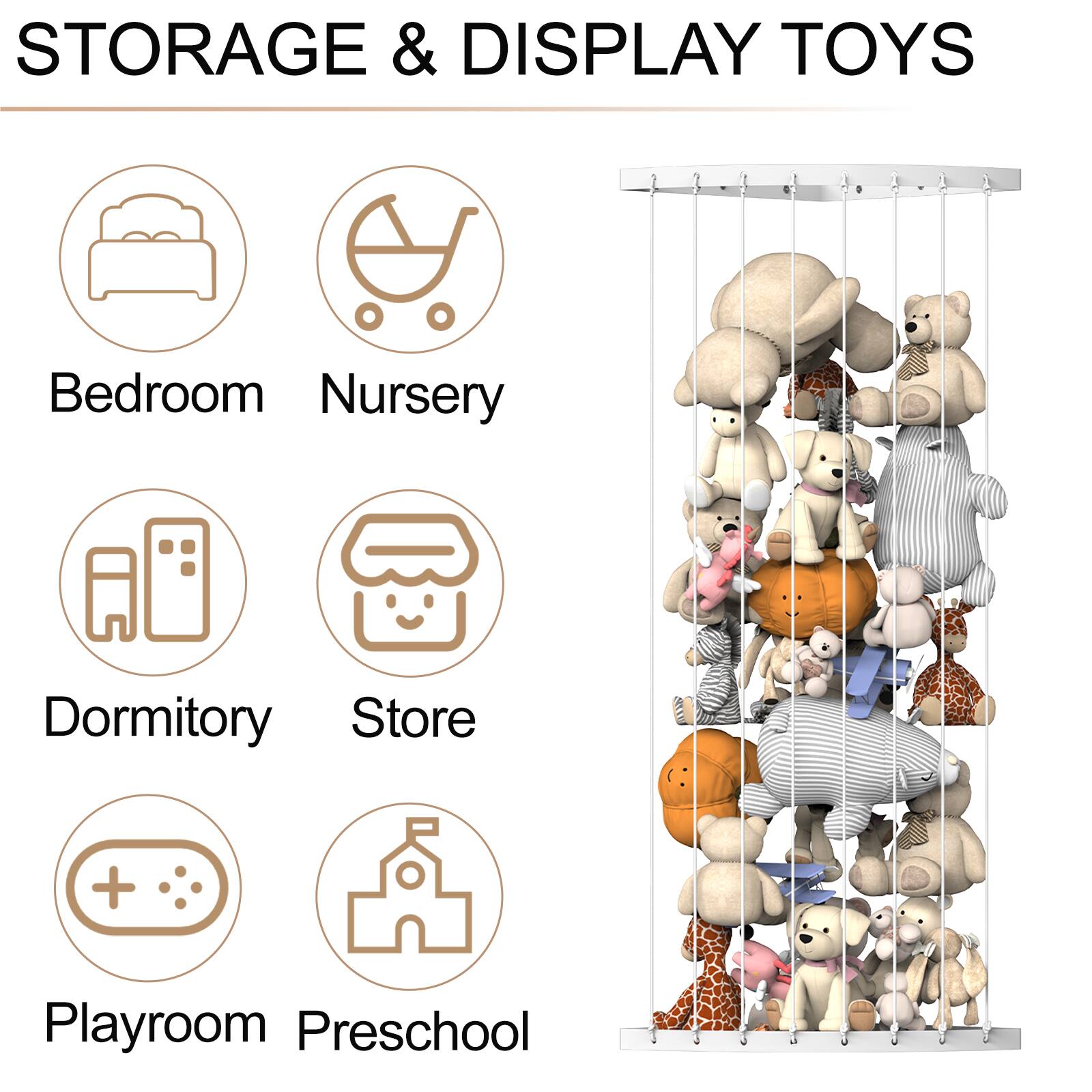 STORAGE & DISPLAY TOYS

- Bedroom
- Nursery
- Dormitory
- Store
- Playroom
- Preschool