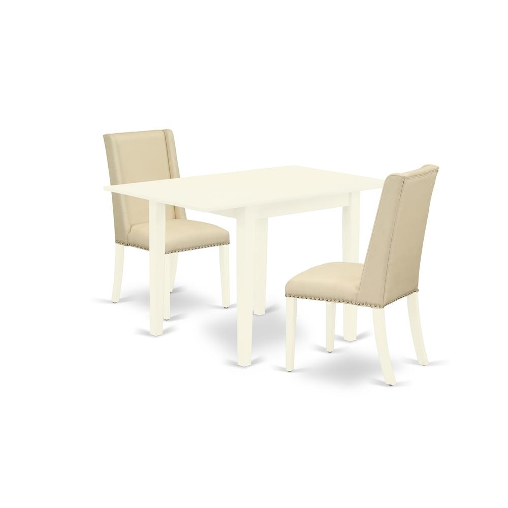 Left. East West Furniture - Dining Room Set Linen White - Brown.