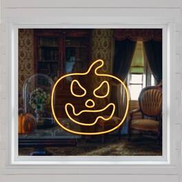 Northlight - LED Jack-O-Lantern Neon Lighted Halloween Wall or Window Decoration - 15" - Orange