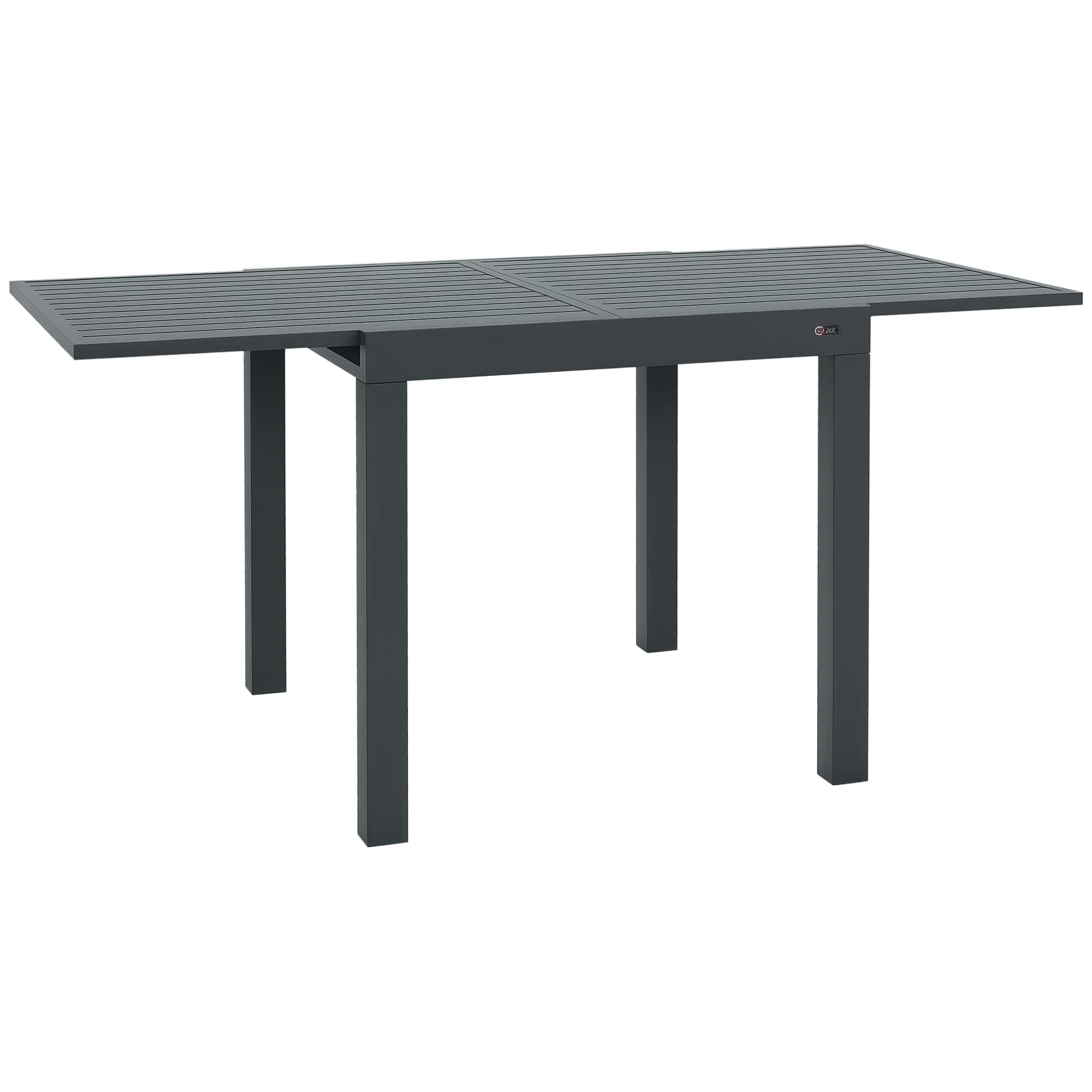 Outsunny - Expandable Patio Dining Table for 4-6, 35.5" -70.75" Aluminum Extendable Outdoor Dining Table - Gray