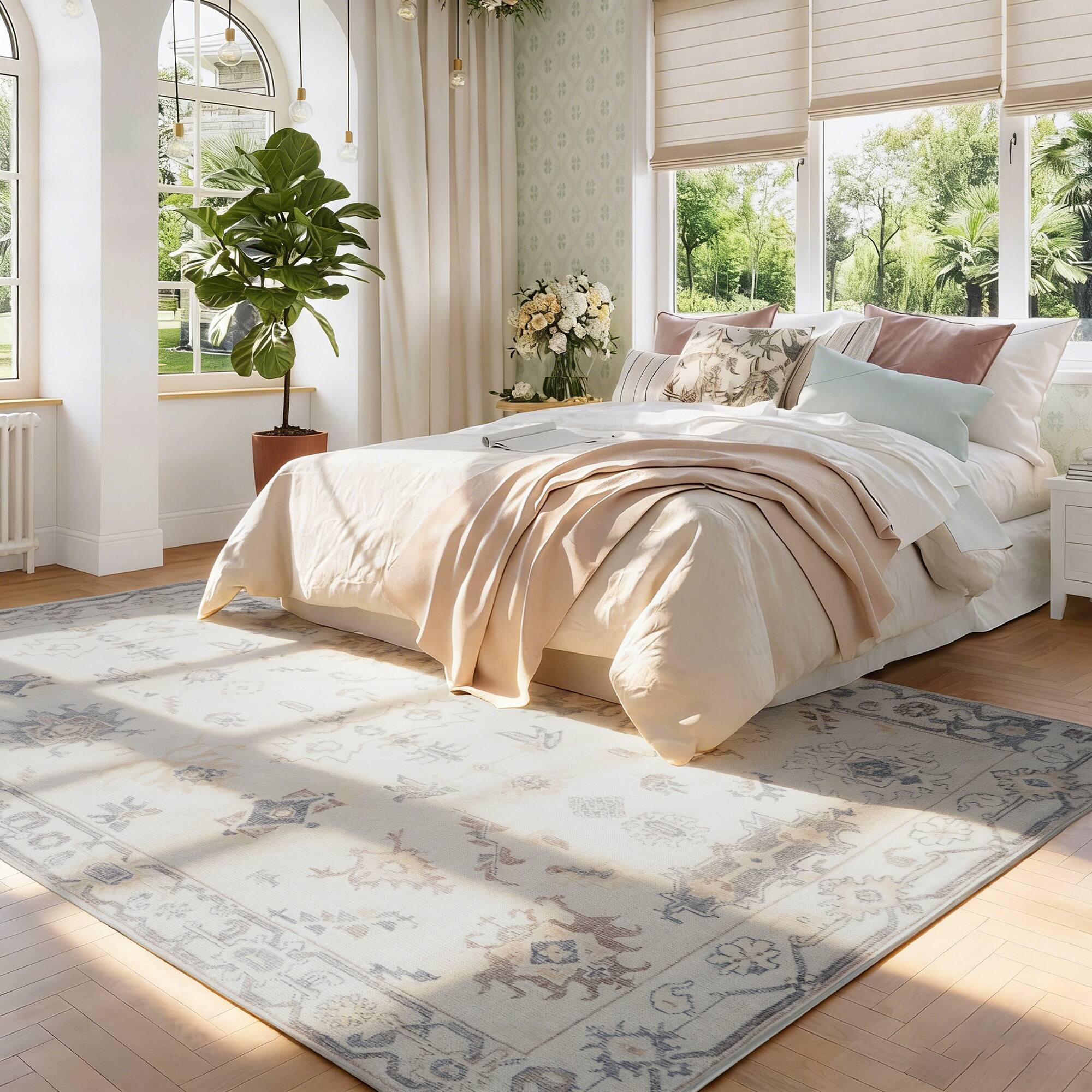 Left. RYHNUYNE - 8x10 Area Rug, Washable Area Rug Non Slip Rugs for Living Room,  Soft Easy Clean Carpet for Bedroom Dining Room Home - gray.