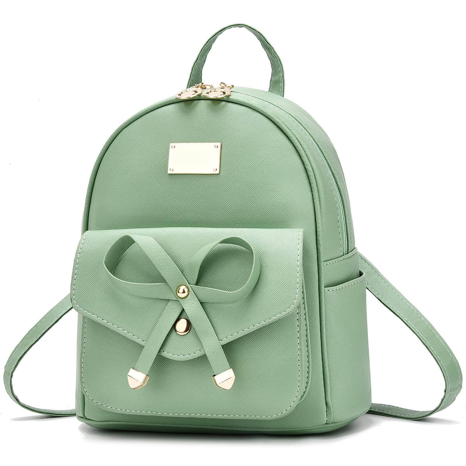 Stamp n Camp - Bowknot Cute Leather Backpack Mini Purse For Women - Green