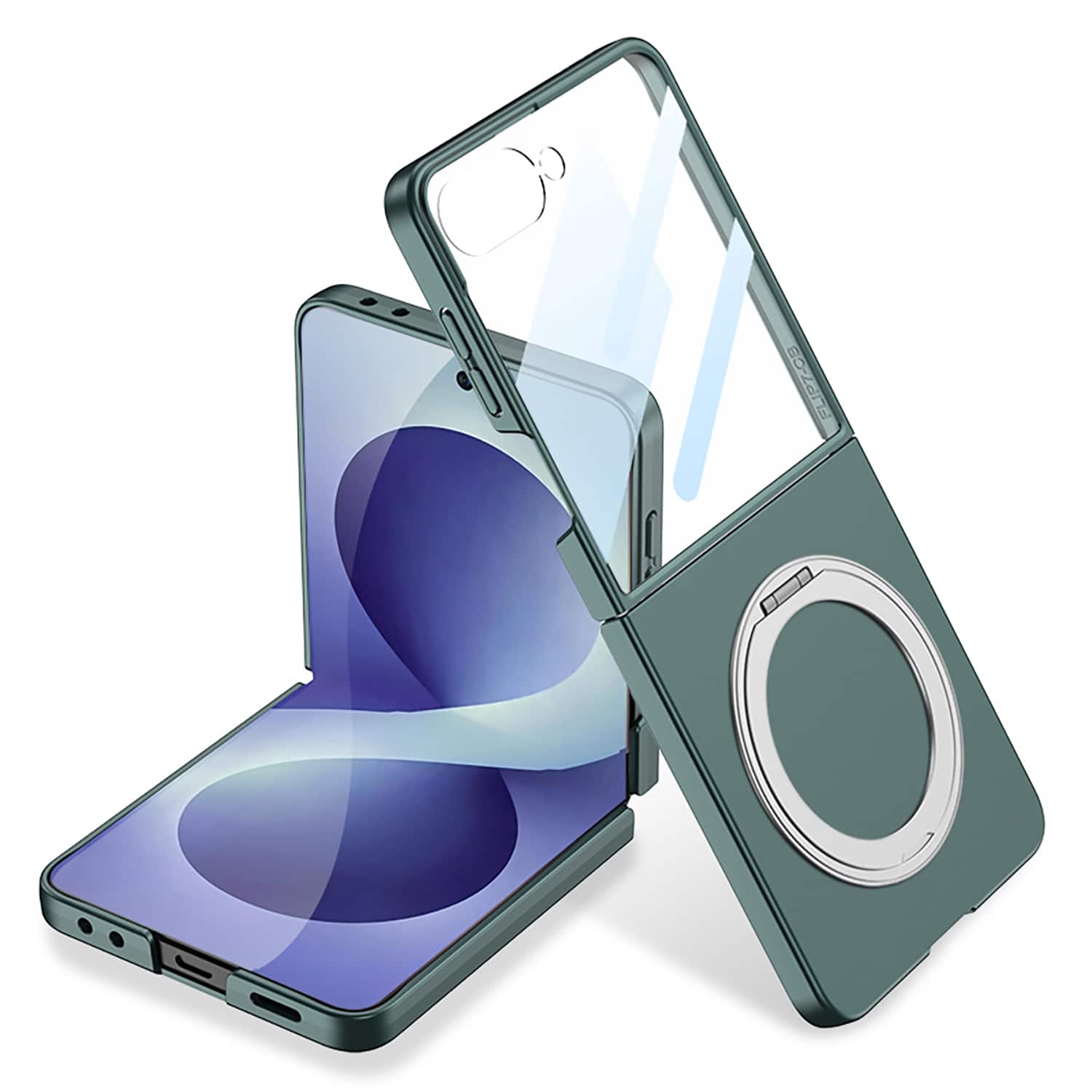 Dteck - for Samsung Galaxy Z Flip8 Slim Magnetic Case with Kickstand Built-in Glass Screen Protector Non-Slip Hard PC Back Cover - Darkgreen price history on PriceWatchPro