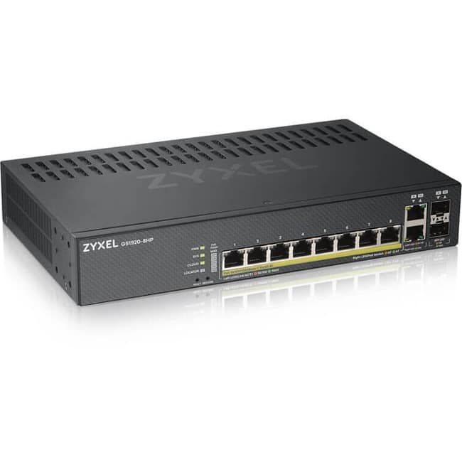 ZYXEL - GS1920-8HPv2 8-Port Gigabit Smart Nebula Cloud Managed PoE Switch | 8 PoE+ Ports at 130W with 2 SFP Uplinks - 8 - Unknown