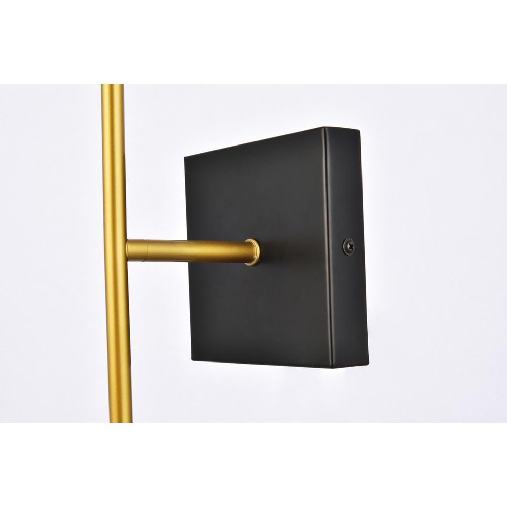 Back. Living District - Neri 1 light black and brass and white glass wall sconce - Black And Brass And White.