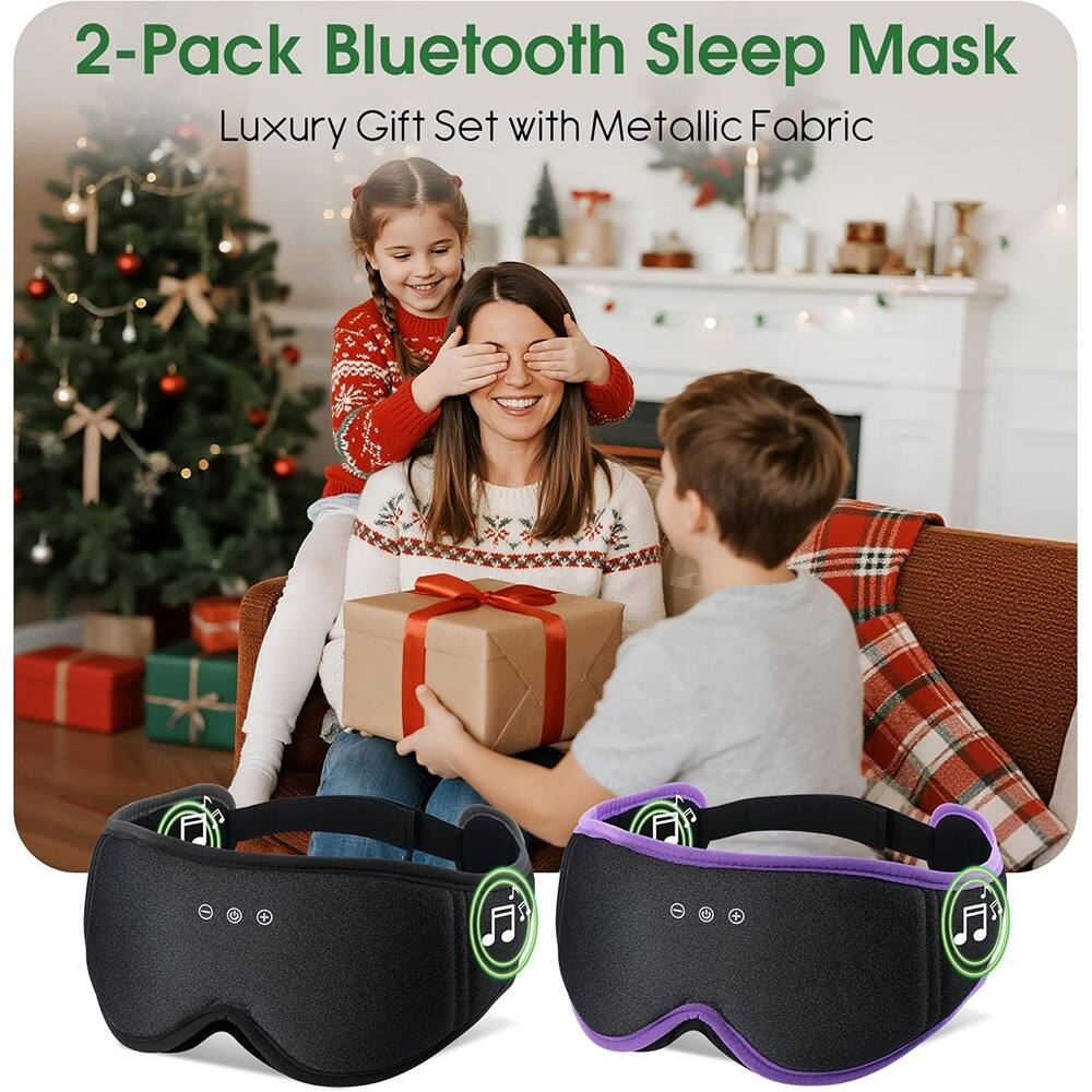 2-Pack Bluetooth Sleep Mask  
Luxury Gift Set with Metallic Fabric