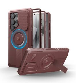 dexnor - for Samsung Galaxy S25 Ultra Case with Camera Cover & Adjustable Kickstand & Built-in Screen Protector,Maroon Red - Phantom Purple