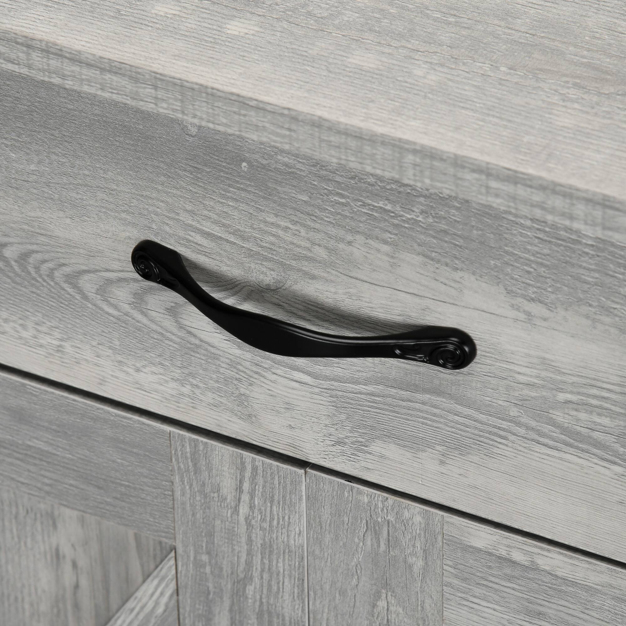 Alt View 8. Homcom - Farmhouse Sideboard Buffet Cabinet, Barn Door Coffee Bar Cabinet with Drawer and Adjustable Shelf for Living Room - Stone Gray.