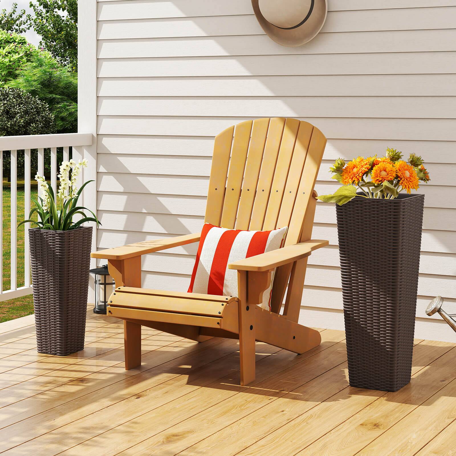 Alt View 4. Costway - Costway Rattan Tall Planter Set of 2 with Removable Inner Trays, Drainage Holes for Garden - Coffee.