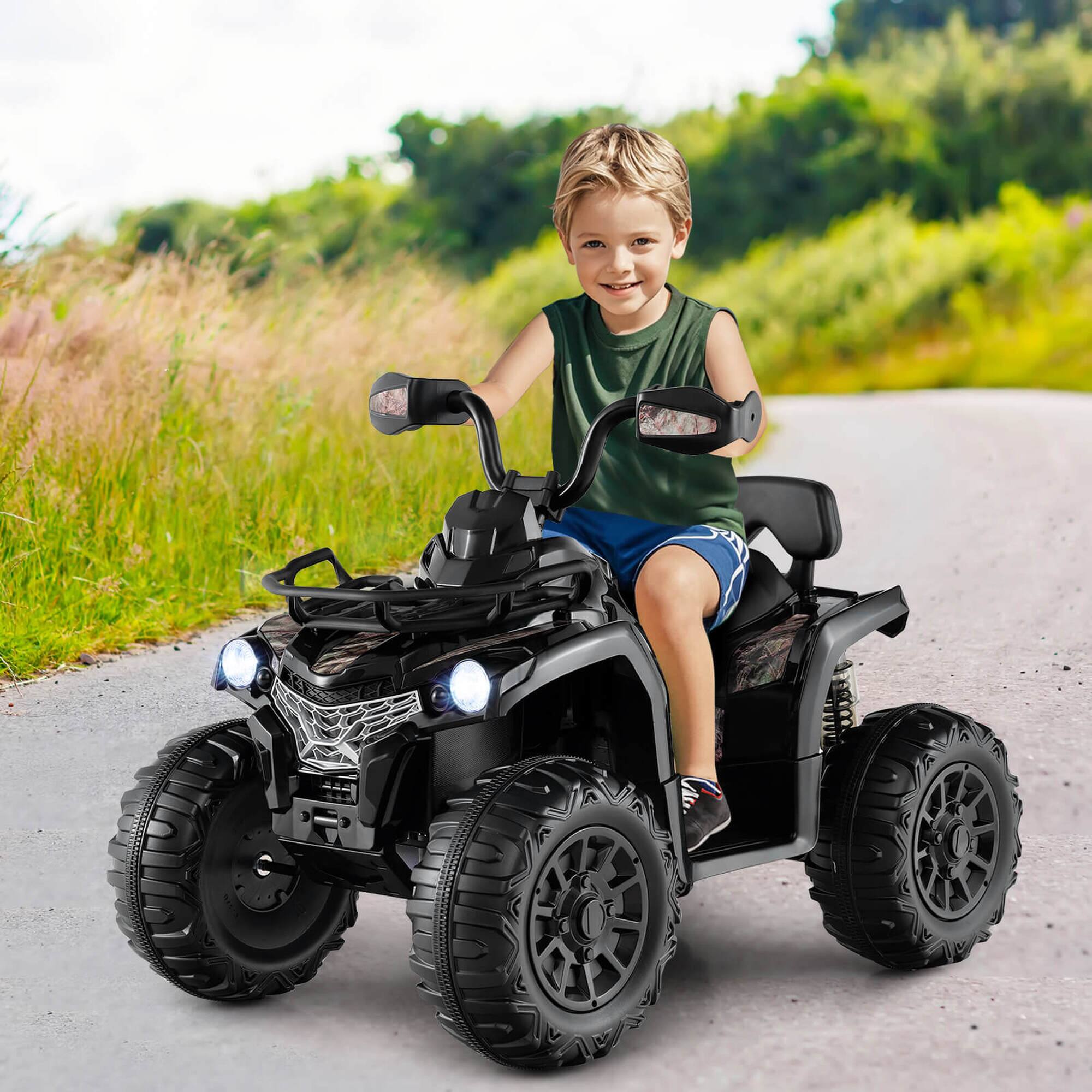 Alt View 1. Costway - Costway 12V Kids Ride On ATV 4 Wheeler Electric Vehicle with Music & Headlights Soft Start - Black.