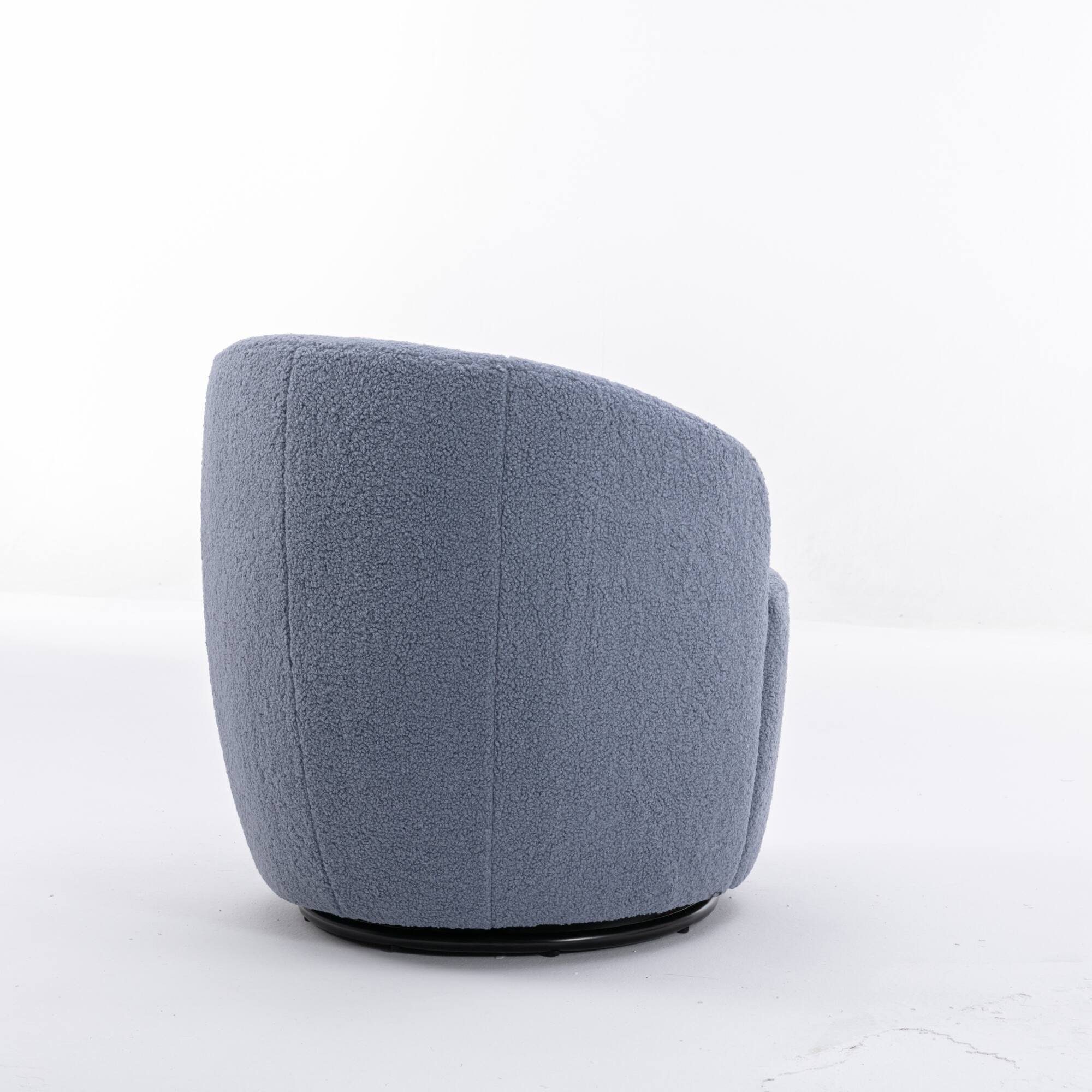 Alt View 6. GOODSILO - Plush Swivel Accent Armchair with Ergonomic Design and 360-Degree Rotation for Modern Interiors - Light Blue.