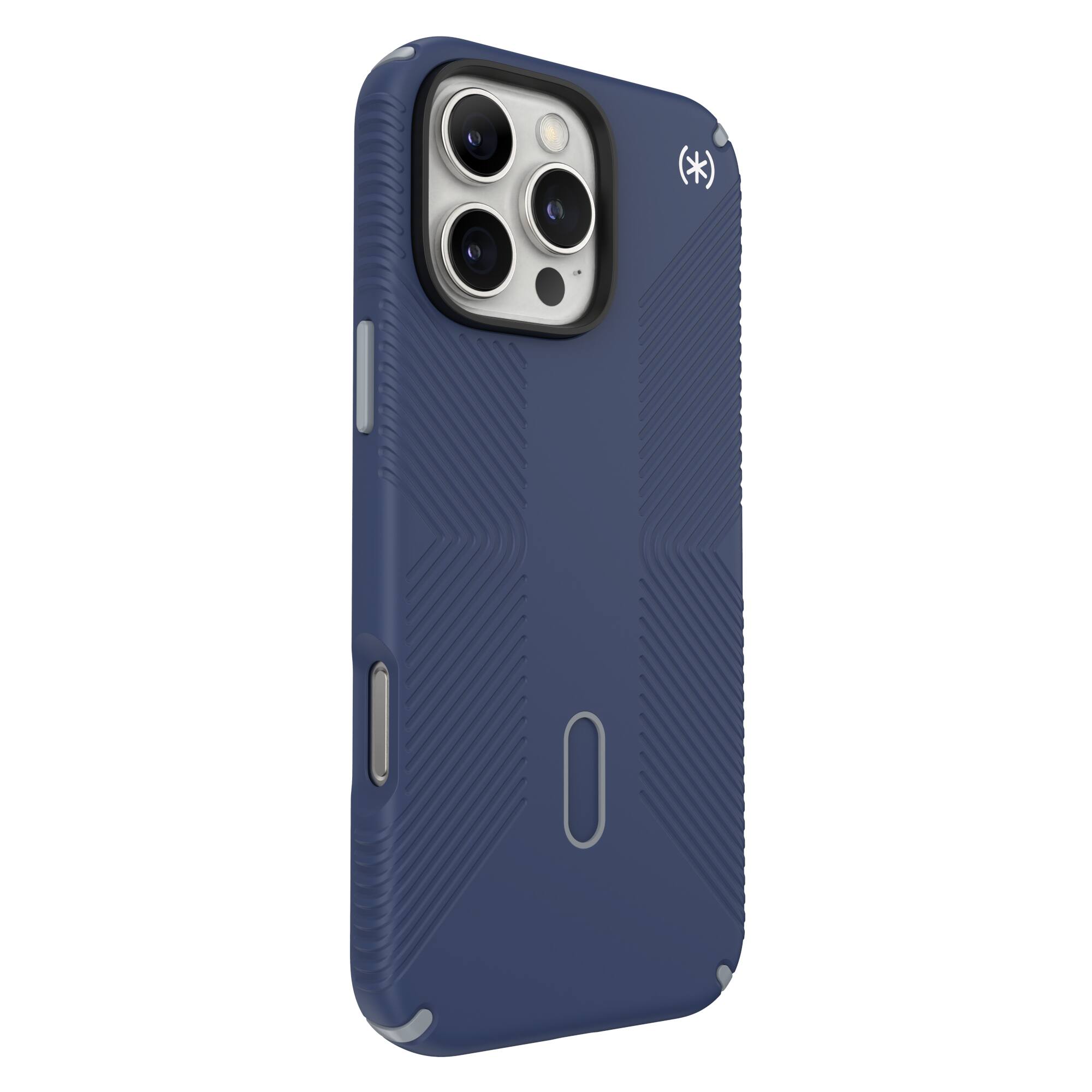 Left. Speck - Presidio Perfect Clear ClickLock Case with MagSafe for Apple iPhone 16 Pro Max - Costal Blue.