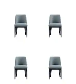 Manhattan Comfort - Gansevoort Modern Wood Vegan Leather Dining Chair - Set of 4 - Pewter
