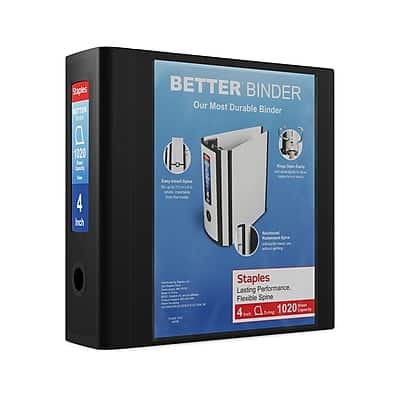 "Staples - 4"" 3-Ring Better Binder, D-Ring - Black" price history on PriceWatchPro