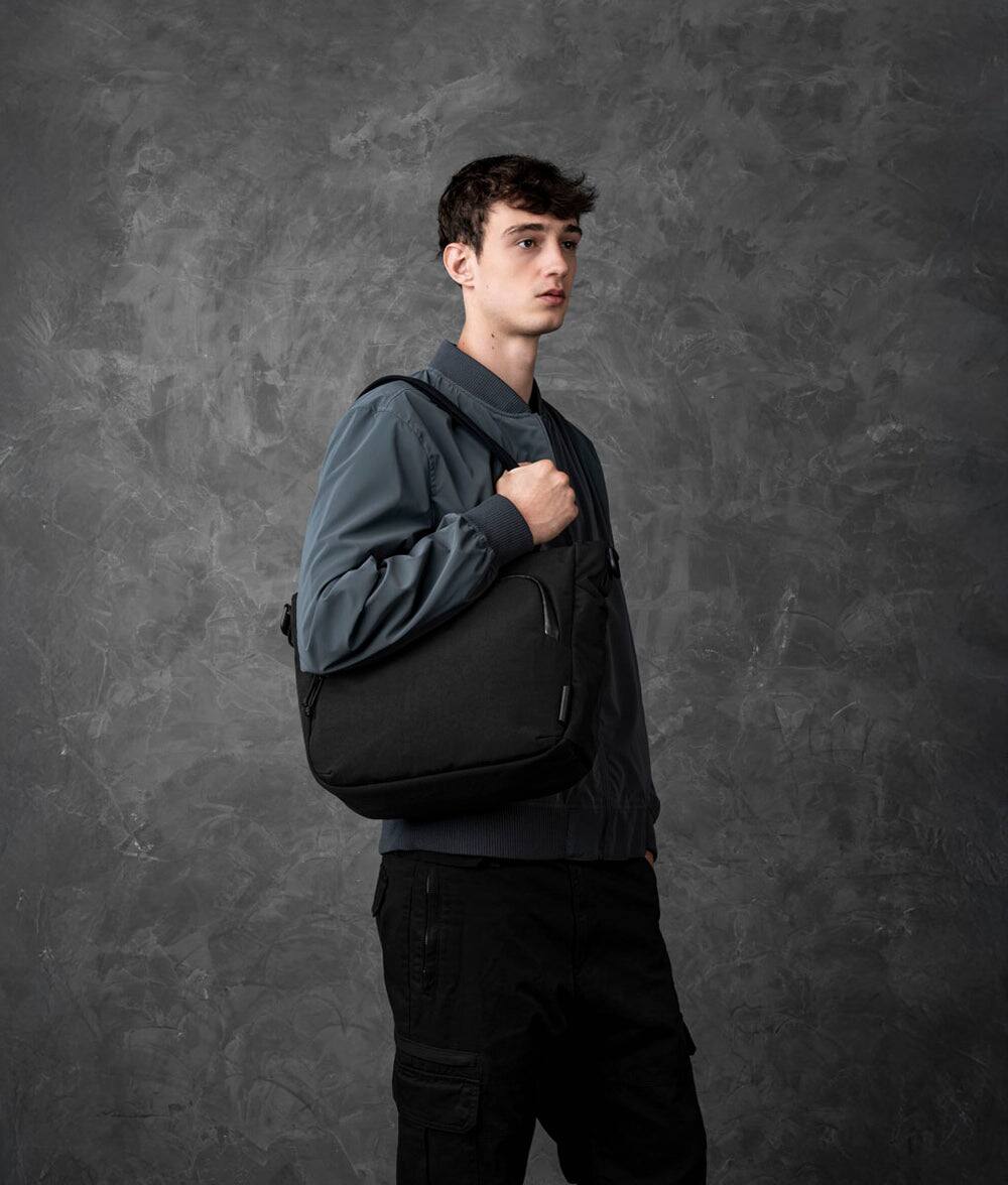 Angle. ALPAKA - Bravo Tote V2 Laptop Tote for Work & Travel, Fits 14” MacBook Pro - Black Axoflux 400D.