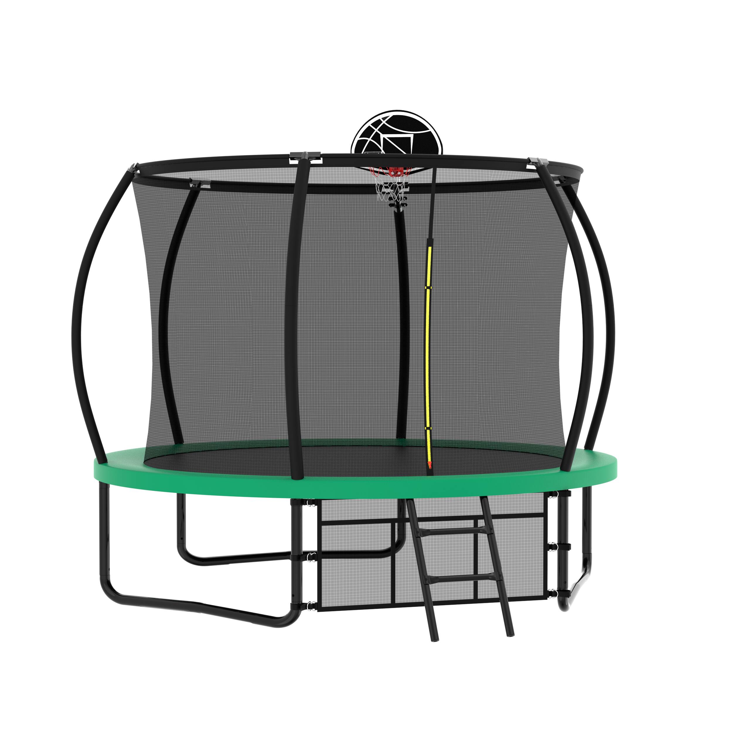 Left. LOVMOR - Lovmor 10 FT Trampoline with Basketball Hoop and Ladder Recreational Trampoline for Adults.