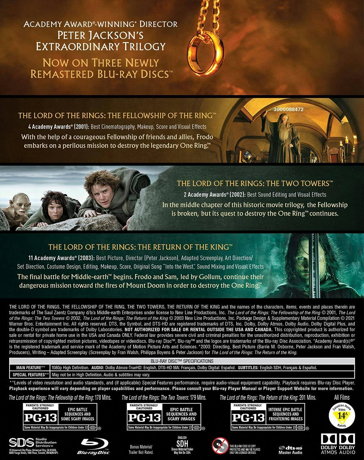Back. The Lord of the Rings Trilogy (Remastered Box Set) [Blu-ray].