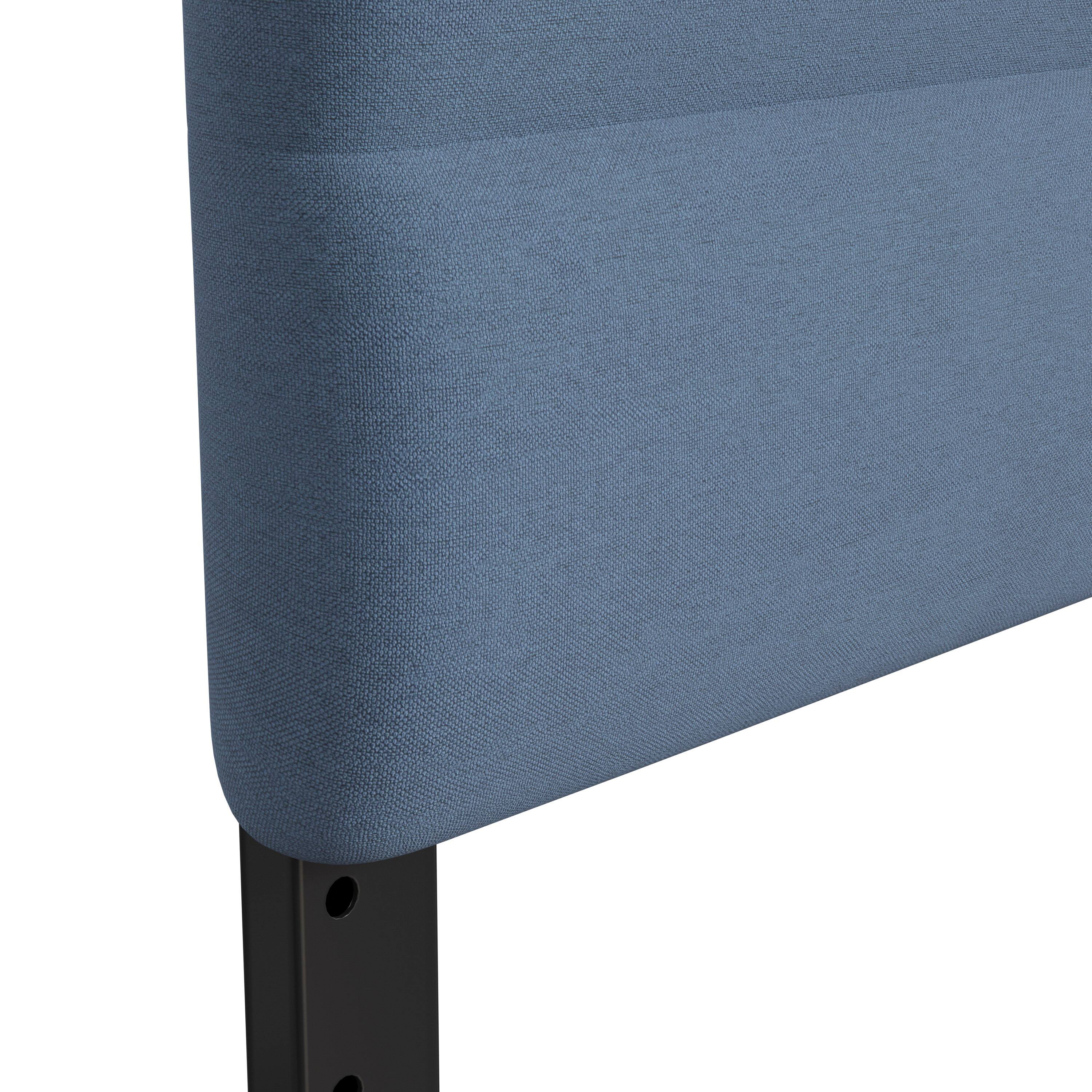 Alt View 10. Emma + Oliver - Gannon Modern Upholstered Headboard with Horizontal Line Stitching and Adjustable Height Rails - Blue.