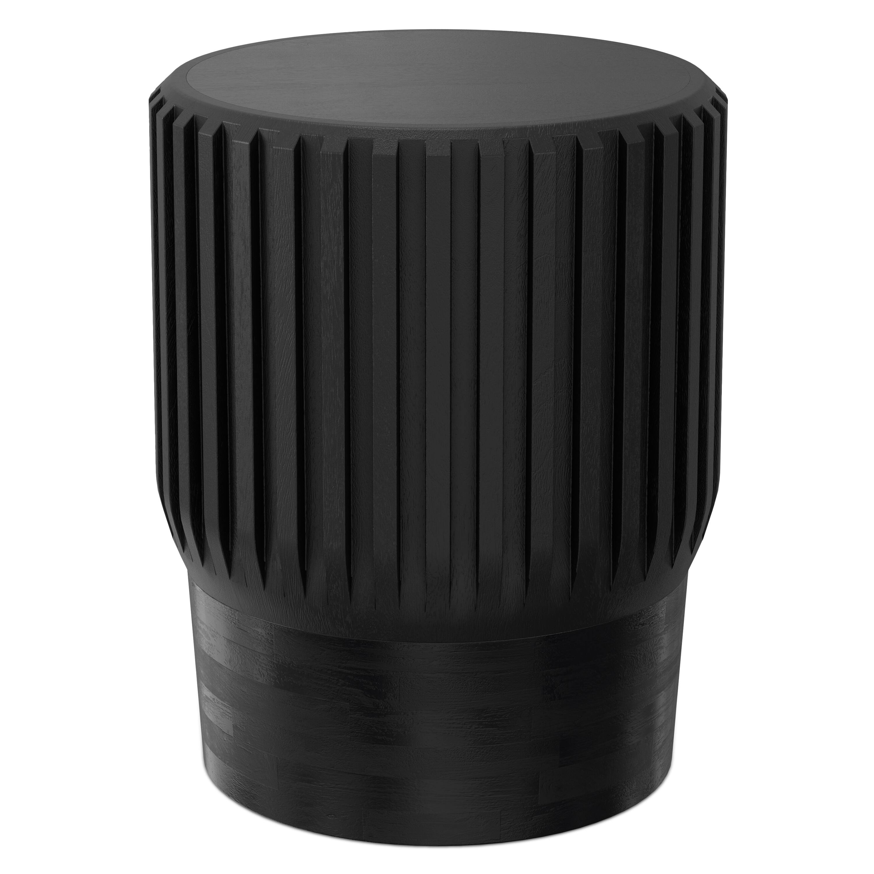 Front. Simpli Home - Lyall 16 inch Wide Solid Mango Contemporary End Table in Black, Assembled - Black.