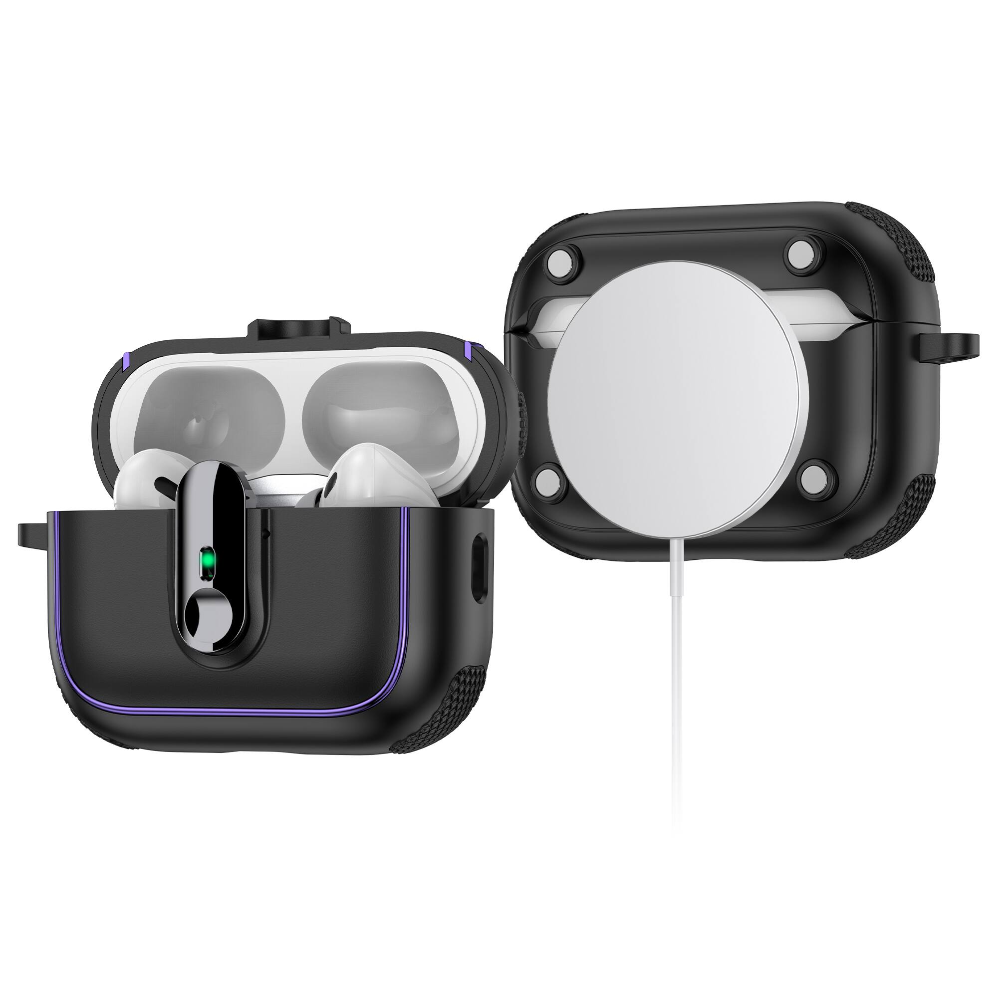Left. Dteck - Case For Airpods Pro 3rd Gen (2025) Shockproof Drop Protection Safe Lock Cover With Cleaning Pen & Keychain - Skyblue.