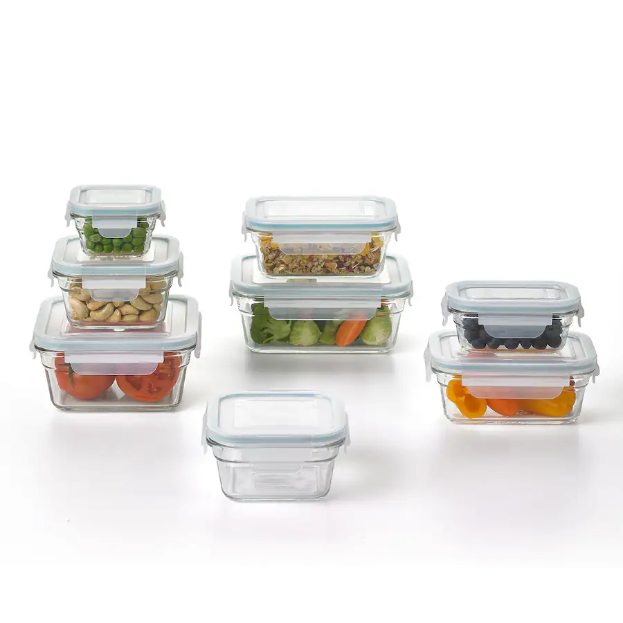 Lockable Stackable Glass Containers Glasslock Tempered Glass Food Storage Containers with Locking Lids, 16 ...