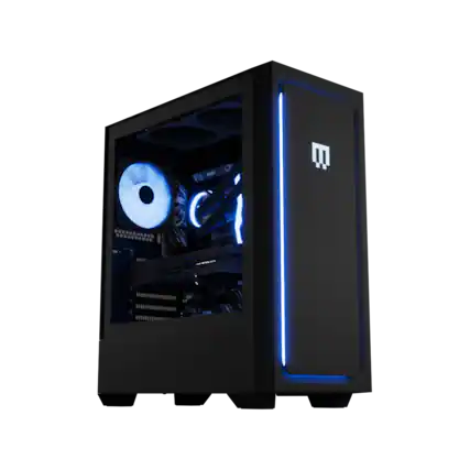 Front. MAINGEAR - MG-1 Garnet Gaming Desktop - NVIDIA GeForce RTX 5070 - Intel Core Ultra 5 245K - 32GB RAM - 2TB NVMe SSD - RGB - Black.