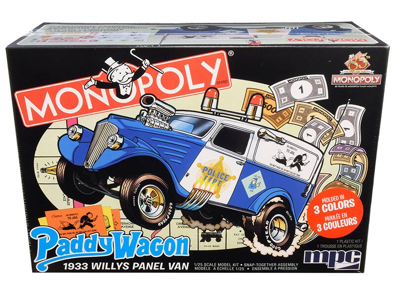 - MONOPOLY
- 85th ANNIVERSARY
- MONOPOLY BRAND
- Paddy Wagon
- 1933 WILLYS PANEL VAN
- 1/25 SCALE MODEL KIT
- SNAP-TOGETHER ASSEMBLY
- 1 PLASTIC KIT
- MOLDED IN 3 COLORS
- MOULEE EN 3 COULEURS
- 1 TROUSSE EN PLASTIQUE
- MPC
- CHANCE TO JAIL
- GO TO JAIL
- POLICE DEPT.
- 1933
- $2000
- $500
- $1000
- $2000
- $5000
- $10000
- $20000
- $50000
- $100000
- $200000
- $500000
- $1000000
- $2000000
- $5000000
- $100000