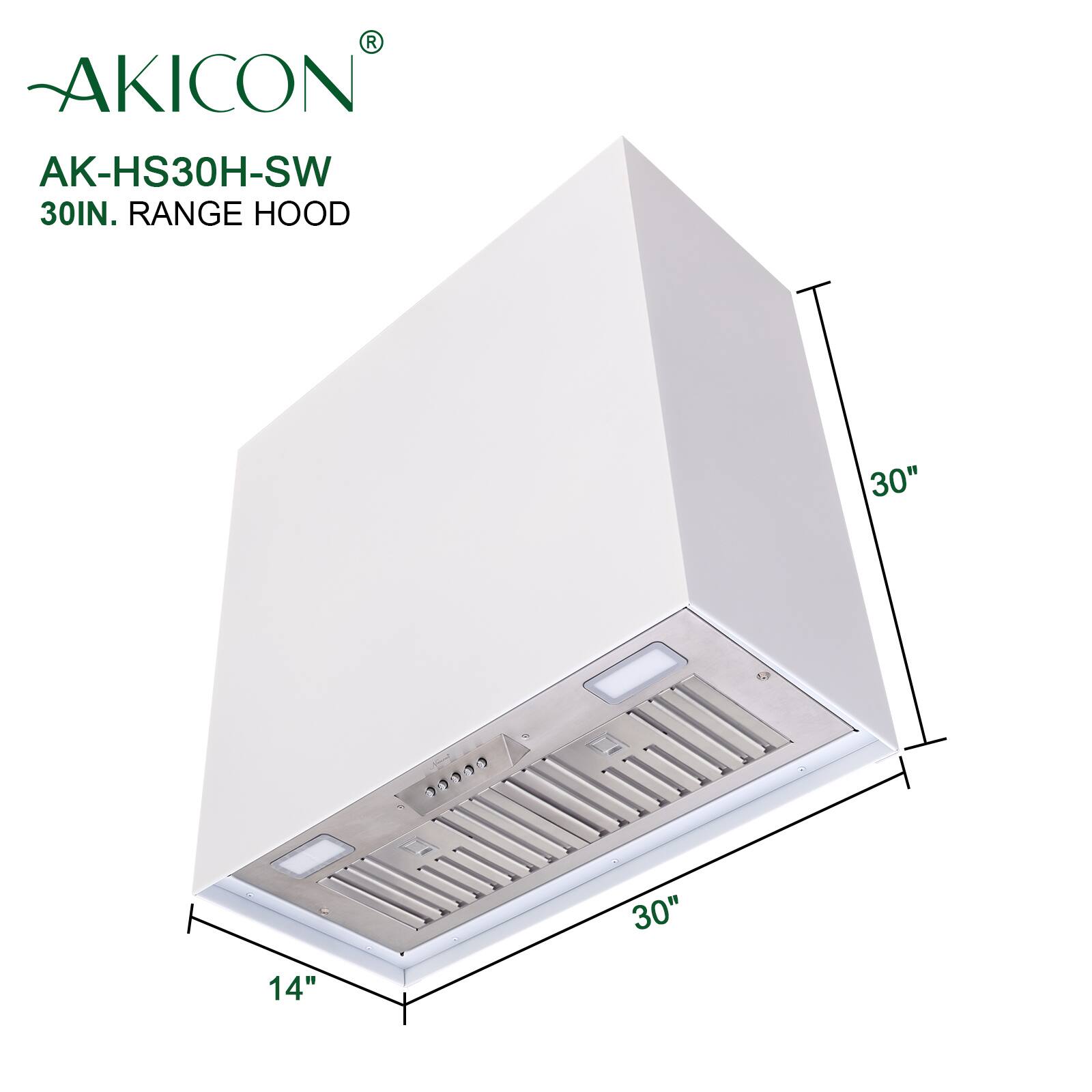 AKICON AK-HS30H-SW 30IN. RANGE HOOD 30" 30" 14"
