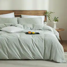 Wide Stripe-sage Green/White-King(104" x 90")