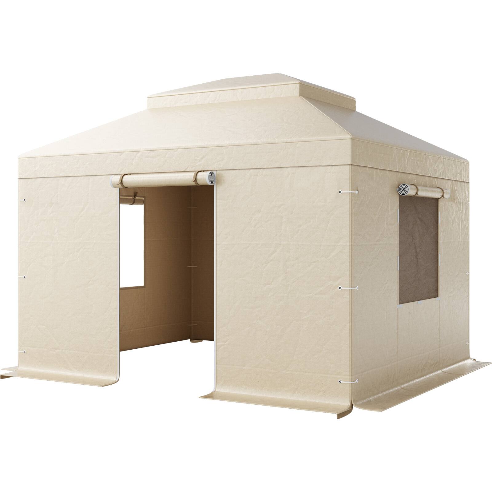 Alt View 5. VEVOR - Winter Gazebo Cover Fits 10 x 12 ft Hardtop Gazebos,All-Weather Double-Tiered Gazebo Cover with Sidewalls & Mesh Windows - Beige.