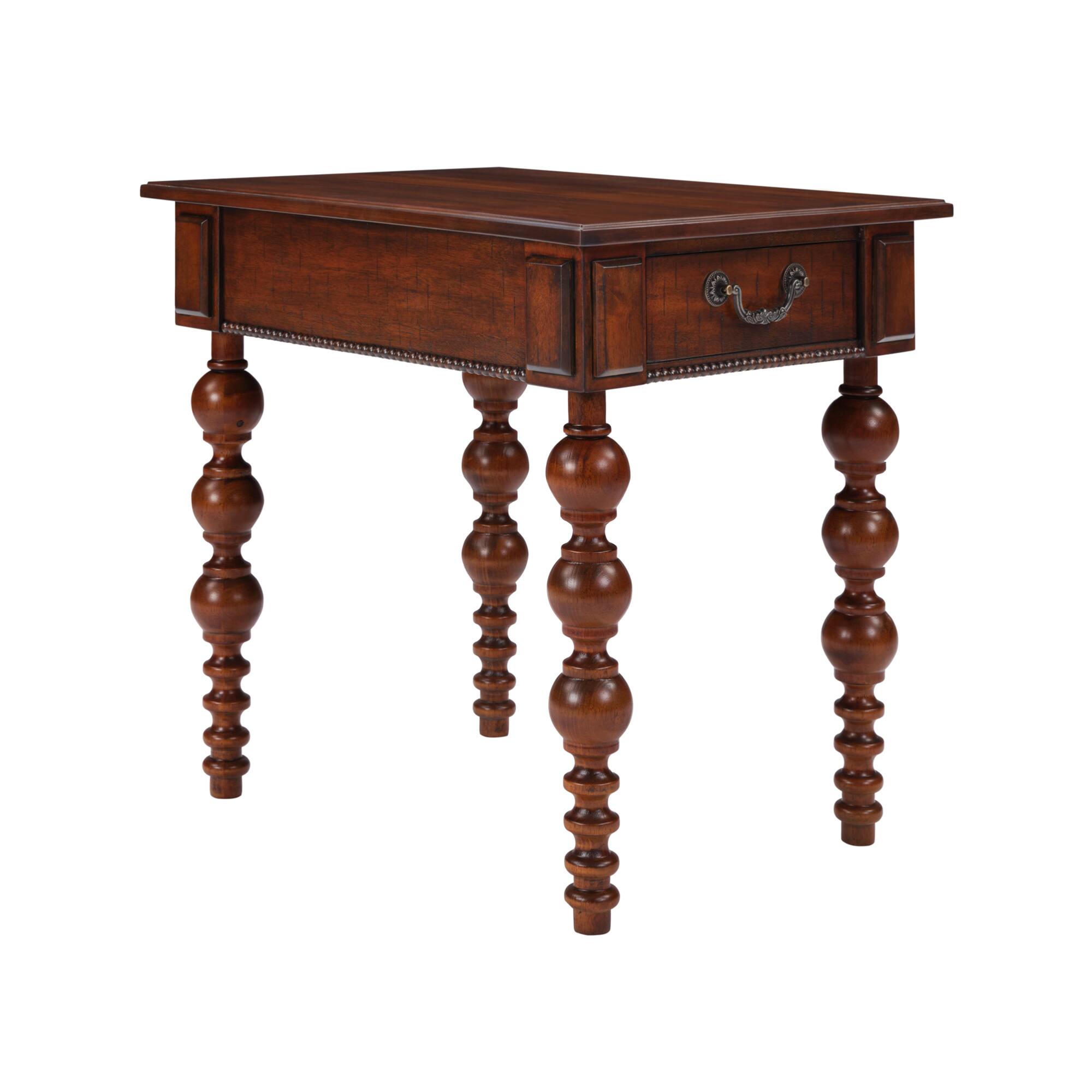 Alt View 5. GOODSILO - Solid Wood End Table with Drawer, Vintage Narrow Sofa Side Table for Living Room - Walnut.