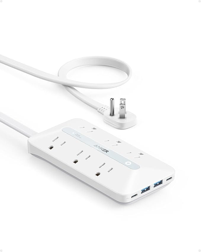 Anker - Flat Plug Power Strip(300J) - White
