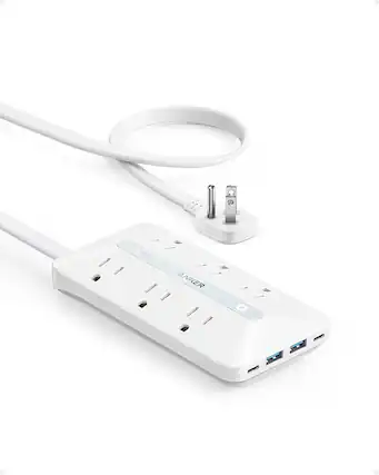 Front. Anker - Anker Flat Plug Power Strip(300J) - White.