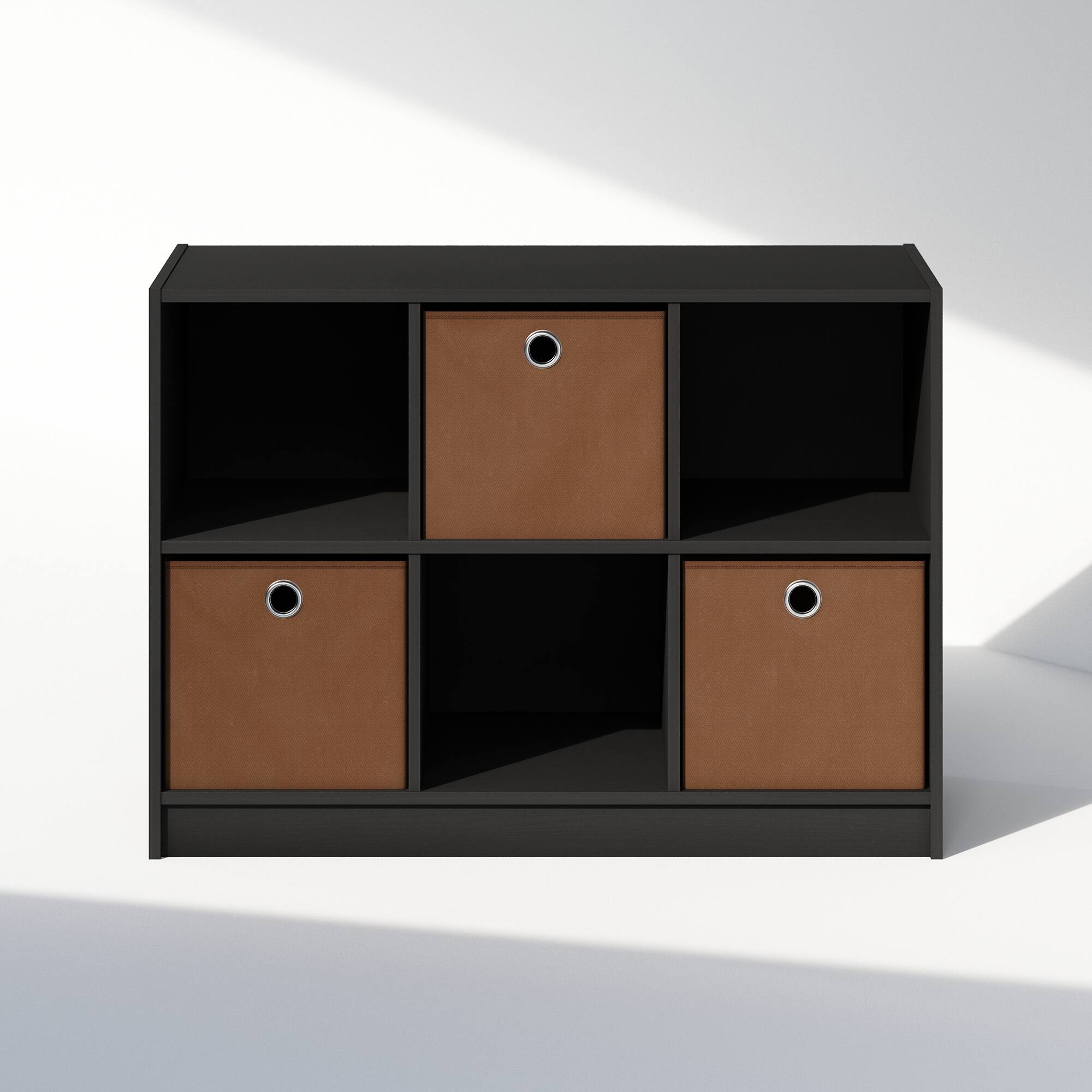 Alt View 2. Furinno - Cubic Multipurpose Clothing & Closet Storage Organizer Shelf with Bin Drawers, 6-Cube - Americano/Medium Brown.