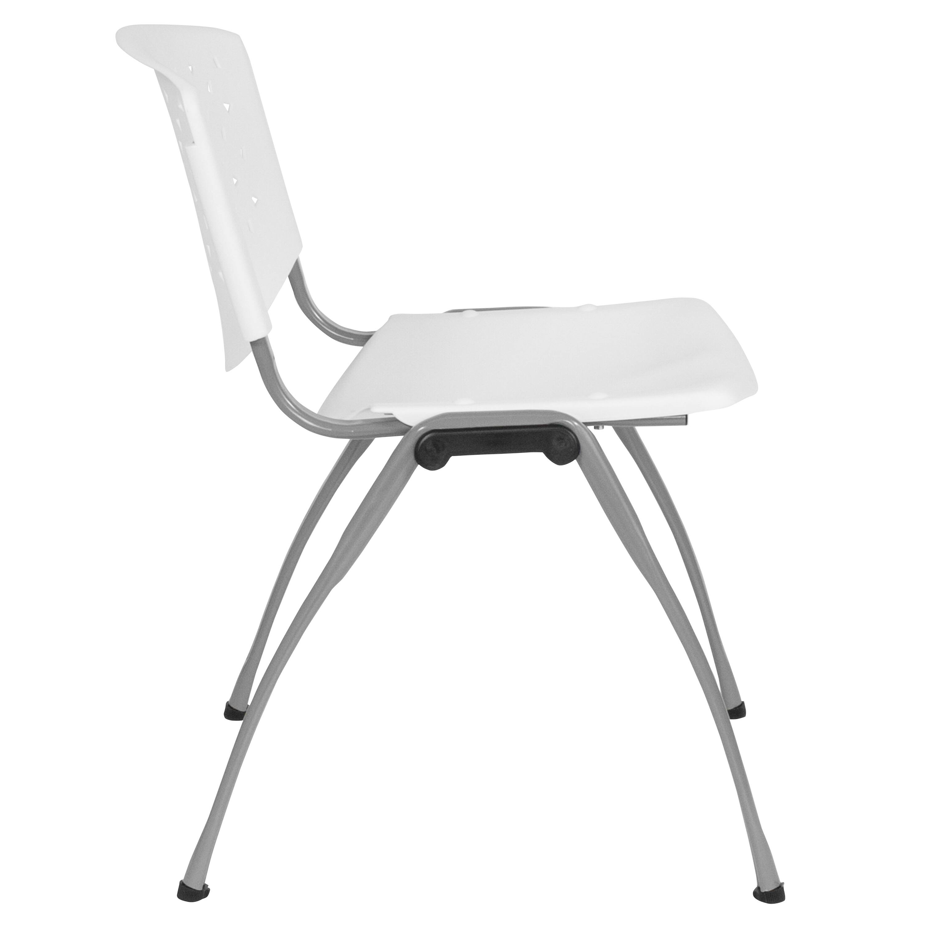 Alt View 6. Emma + Oliver - Home and Office Plastic Stack Chair with Perforated Back - Guest Chair - White.
