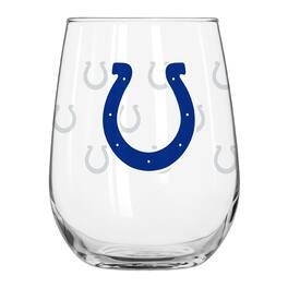Logo Brands - Indianapolis Colts 16oz. Satin-Etched Logo Curved Beverage Glass - Multicolor