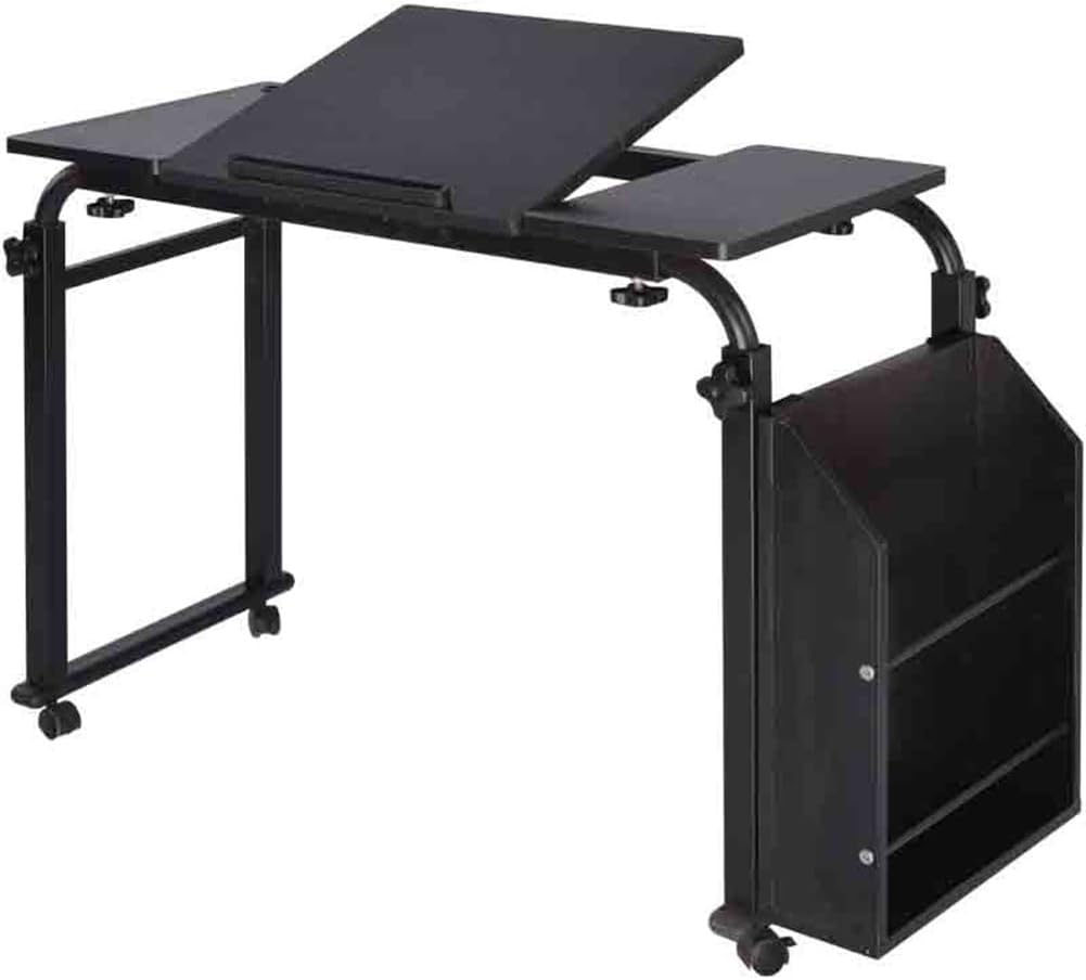 Alt View 2. Homhougo - Mobile Laptop Desk - Portable Adjustable Height Cart Table with Wheels for Home Office Workstation - Black 120cm.