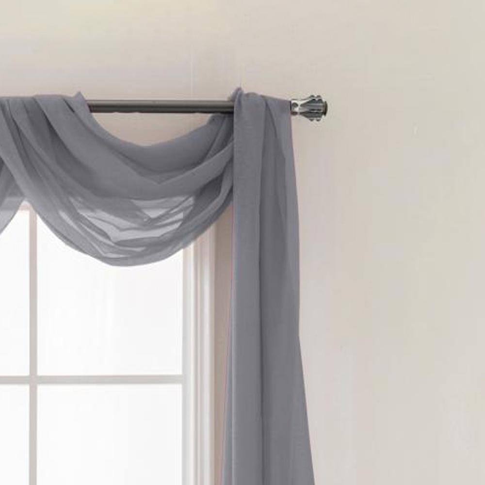 Left. Olivia Gray - Olivia Gray Charcoal Celine Sheer Curtain Scarf - 55" x 216" for Elegant Home Décor - Charcoal.