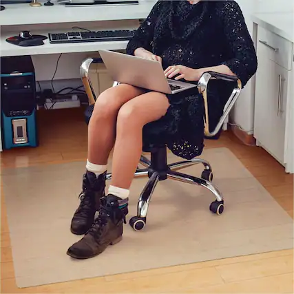 Front. Floortex - Advantagemat Plus APET Rectangular for Hard Floors - 45" x 53" - Clear.