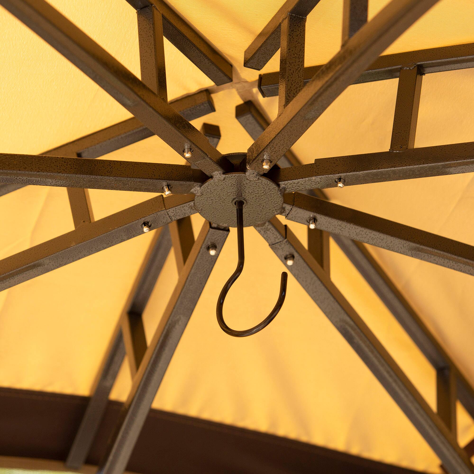 Alt View 5. Outsunny - 10' x 12' Outdoor Gazebo, Patio Gazebo Canopy Shelter w/Double Vented Roof, Zippered Mesh Sidewalls - Beige.