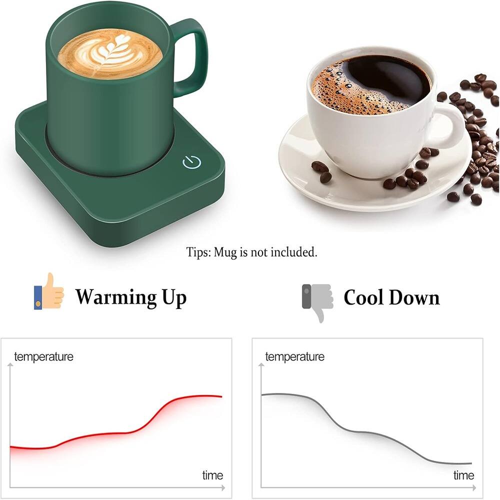 Tips: Mug is not included.

Warming Up  
Cool Down

temperature  
time

temperature  
time