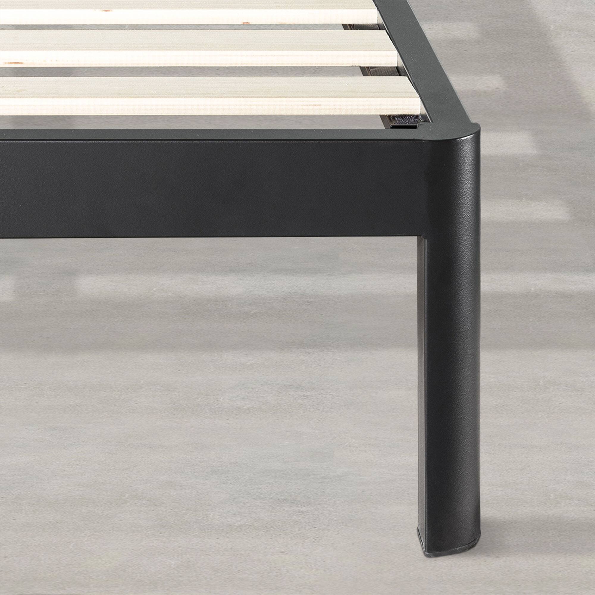 Alt View 7. Mellow - Mellow KERT Metal and Wood Platform Bed Frame with Upholstered Headboard, Queen - Grey.